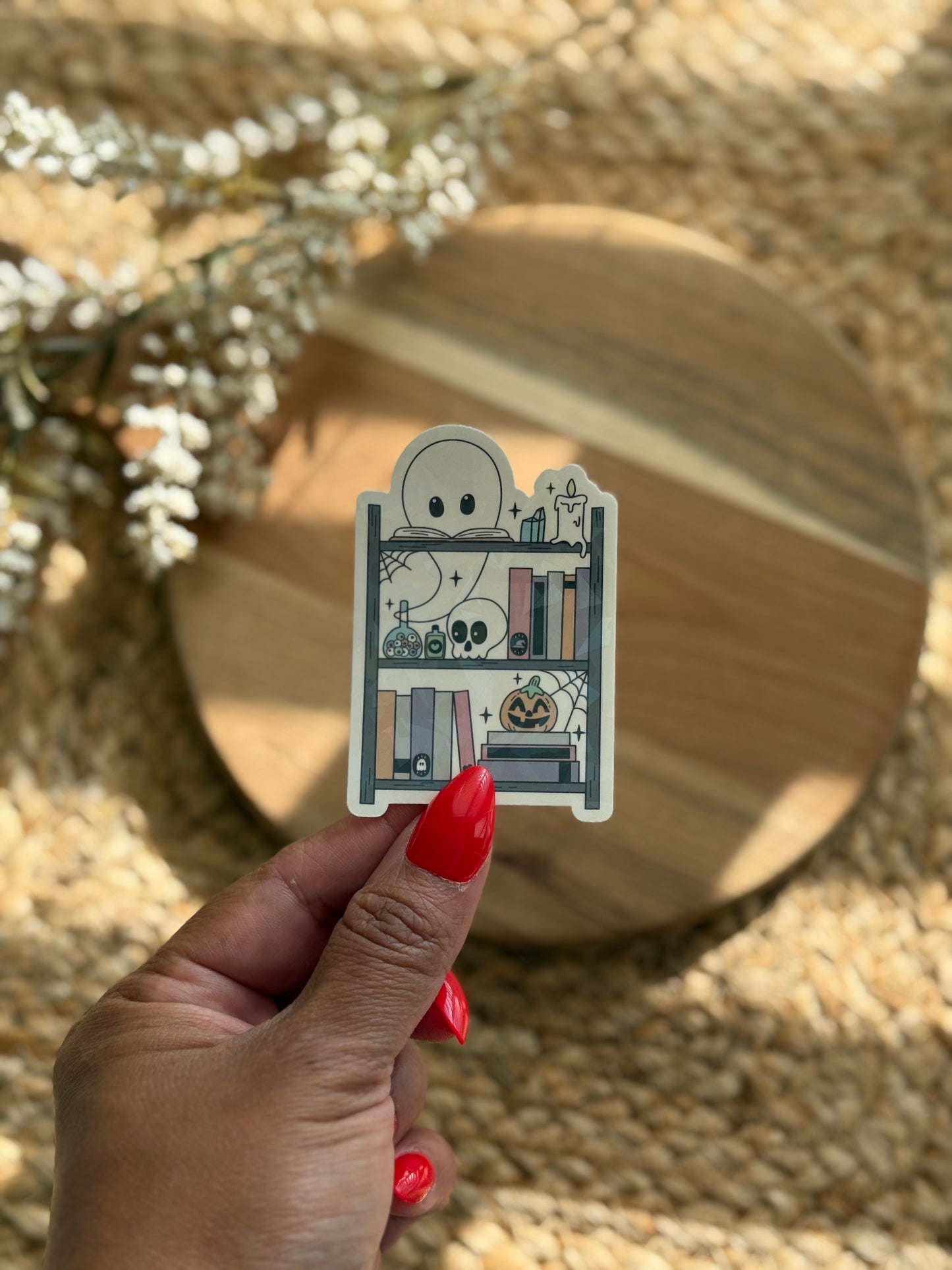 Ghost Bookshelf Holographic Sticker